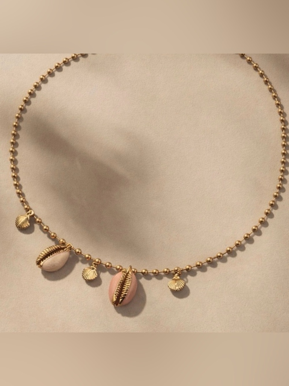 Gold Shell Charm Necklace  Boho Jewelry